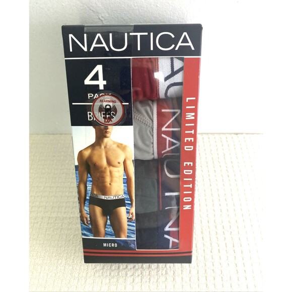 Nautica Briefs Underwear Mens Size XL 40-42 Micro Black Gray Limited Edition 4pk - Picture 1 of 12